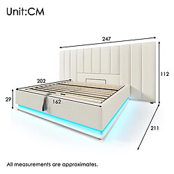 Acheter STILVORA Lit double 160/200 cm blanc en PU avec LED 360° rangement et ports USB-C