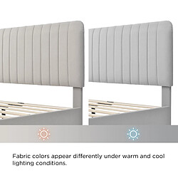 STILVORA Lit simple 90/200 cm gris-beige en lin avec matelas et tête de lit réglable pas cher