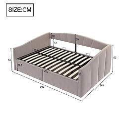 STILVORA Canapé-lit 140/200 cm gris clair en velours avec rangement hydraulique pas cher