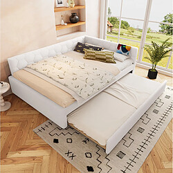 Avis STILVORA Lit de jour 140/200 cm blanc en velours avec lit gigogne et ports USB