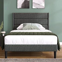 Acheter STILVORA Lit rembourré 90/200 cm gris foncé en lin avec matelas 7 zones