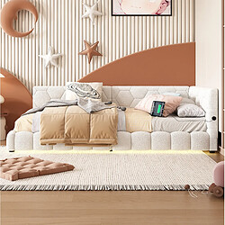 Acheter STILVORA Daybed 90/200 cm blanc en velours avec LED 16 couleurs et ports USB Type-C