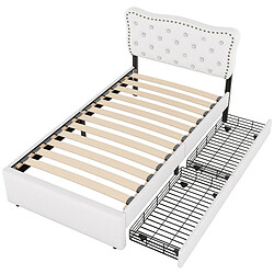 Acheter STILVORA Lit 90/200 cm beige clair en MDF avec tête réglable et 2 tiroirs