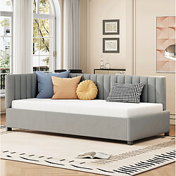 Avis STILVORA Lit de jour 90/200 cm gris en tissu velours avec dossier réversible
