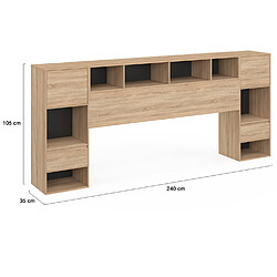 Acheter Idmarket TETE LIT CAMPHA 240CM BOIS/N