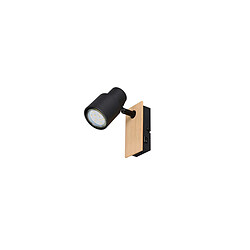 Acheter RL Spot mural et plafonnier scandinave noir et bois, rectangulaire, 1xGU10 avec interrupteur