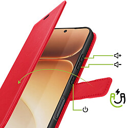 Avis Mayaxess Étui Portefeuille pour Honor 600 / 600 Pro avec Support Vidéo et Dragonne Rouge