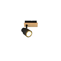 Avis RL Spot mural et plafonnier scandinave noir et bois, rectangulaire, 1xGU10 avec interrupteur