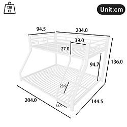 Avis Lit Superposé Enfant 90x200 et 140x200 cm - Modenvie - escalier et garde-corps - Blanc