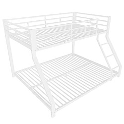 Acheter Lit Superposé Enfant 90x200 et 140x200 cm - Modenvie - escalier et garde-corps - Blanc