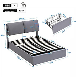 Avis Lit Coffre 140x190 cm - Modenvie - rangement hydraulique et 3 tiroirs - Velours gris