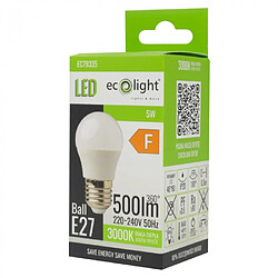 Avis Ampoule LED globe opale E27 5W 3000K 450 lm Ecolight