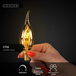 Avis Ampoule LED filament ambrée flamme E14 3W 2200K 115 lm dimmable Lucide