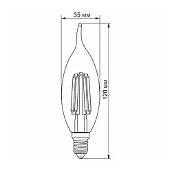 Avis Ampoule LED filament flamme C37 E14 6W 750 lm blanc chaud 2200K verre ambré Videx