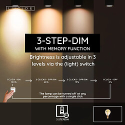 Avis Lucide Ampoule LED filament ambrée sphérique E14 3W 200 lm 2200K dimmable