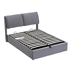Acheter Lit Coffre 140x190 cm - Modenvie - rangement hydraulique et 3 tiroirs - Velours gris