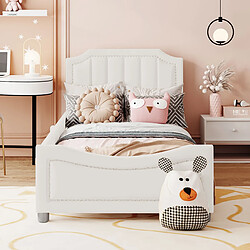 Avis STILVORA Lit enfant 90/200 cm beige en bois massif avec dossier style canapé