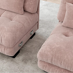 Acheter MIVRAY Canapé 3 Places Modulable 313x77x81 Cm avec coussins, Tissu, Rose