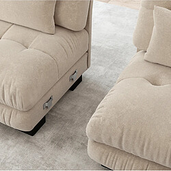 Acheter MIVRAY Canapé d’angle 3 places Modulable avec 2 repose-pieds, coussins, Tissu, Café clair
