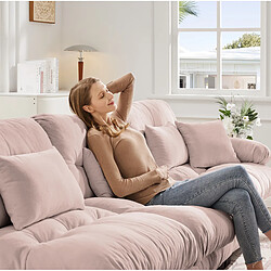 Avis MIVRAY Canapé 3 Places Modulable 313x77x81 Cm avec coussins, Tissu, Rose