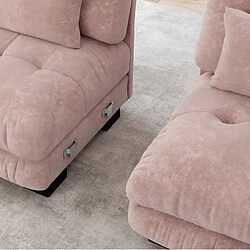 Acheter MIVRAY Canapé d’angle 2 places Modulable avec 1 repose-pieds et coussins, Tissu, Rose