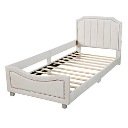 Acheter STILVORA Lit enfant 90/200 cm beige en bois massif avec dossier style canapé
