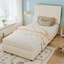 Acheter STILVORA Lit enfant rembourré 90/200 cm beige en bois avec tête de lit biscuit