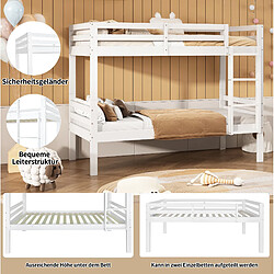 Acheter STILVORA Lit superposé 90/200 cm blanc en bois de pin séparable en 2 lits