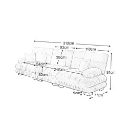 MIVRAY Canapé 3 Places Modulable 313x77x81 Cm avec coussins, Tissu, Rose pas cher