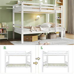 STILVORA Lit superposé 90/200 cm blanc en bois de pin séparable en 2 lits pas cher