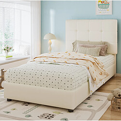 Avis STILVORA Lit enfant rembourré 90/200 cm beige en bois avec tête de lit biscuit