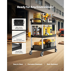 Acheter VEVOR Chariot de Service Desserte à Roulettes Utilitaire 3 Niveaux 880x410x990mm
