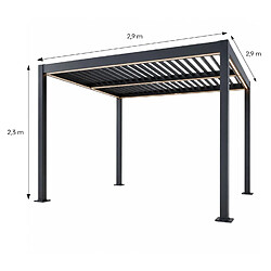 Avis Concept Usine Pergola bioclimatique à LED 3x3m structure aluminium lames orientables CORFU