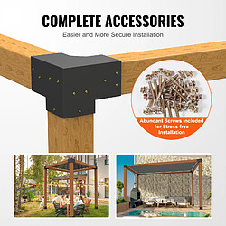 VEVOR Kit Supports Pergola 3 Voies pour Poteau Gazebos 6"x6" 15x15 cm Lot de 4 pas cher