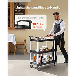 VEVOR Chariot de Service Desserte à Roulettes Utilitaire 3 Niveaux 880x410x990mm pas cher