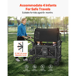 Avis VEVOR Poussette Chariot 4 Enfants Pliable à Quatre Roues 150 kg pour Camping