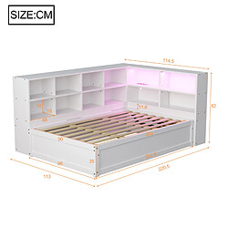 STILVORA Lit banquette 90/200 cm blanc en bois avec LED rangement et prise intégrée pas cher