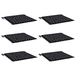 Avis vidaXL Coussins de chaise de jardin lot de 6 motif à carreaux noir
