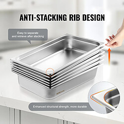 Acheter VEVOR 6PCs Bac Gastronorme GN 1/1 Récipient Inox Bain-marie 10,7 cm Profondeur