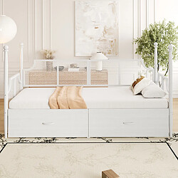 Acheter STILVORA Lit banquette 90/200 cm blanc en métal avec 2 tiroirs style vintage