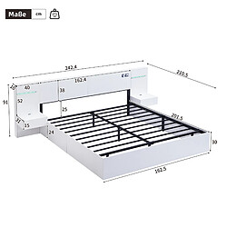 STILVORA Lit double 160/200 cm blanc en MDF avec USB LED Bluetooth et 2 chevets pas cher