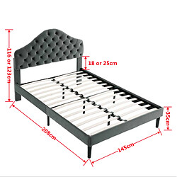 Avis modfu Lit simple 140x200 cm, tête de lit réglable, en velours, beige
