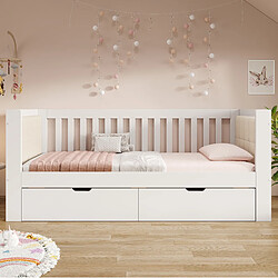 Acheter STILVORA Lit de jour 90/190 cm blanc en bois avec 2 tiroirs et dossier rembourré