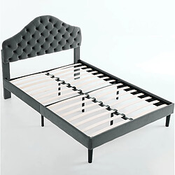 Acheter modfu Lit adulte 140x200 cm, tête de lit réglable, en velours, gris
