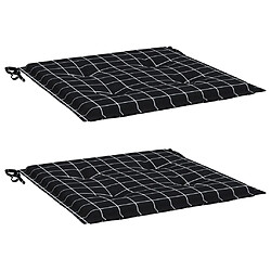 Avis vidaXL Coussins de chaise de jardin lot de 2 motif à carreaux noir