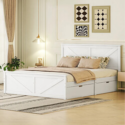 Avis STILVORA Lit 160/200 cm blanc en pin avec 4 tiroirs et tête de lit