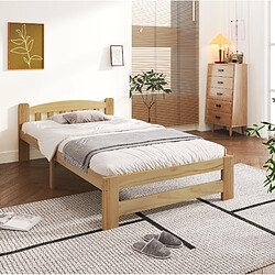 Acheter STILVORA Lit simple 90/200 cm naturel en pin massif avec tête de lit et sommier