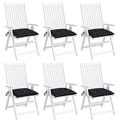 Acheter vidaXL Coussins de chaise lot de 6 carreaux noir 50x50x7 cm