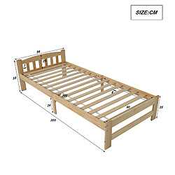 STILVORA Lit simple 90/200 cm naturel en pin massif avec tête de lit et sommier pas cher