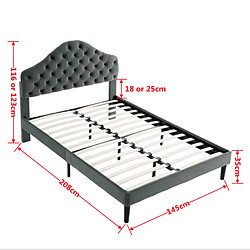 Avis modfu Lit adulte 140x200 cm, tête de lit réglable, en velours, gris